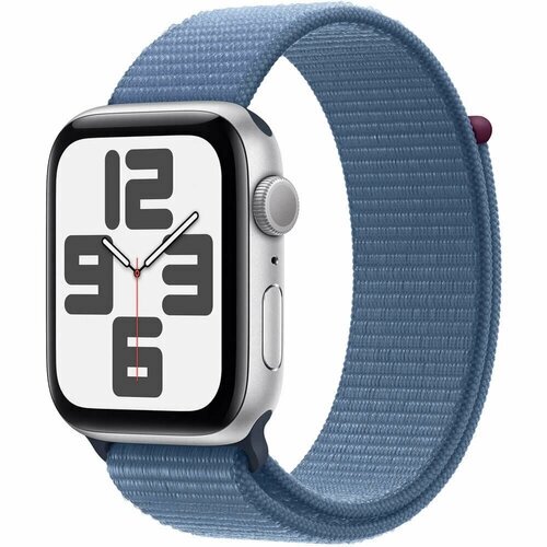 Смарт-часы Apple Watch SE 44 мм 2023 серебристый, S/M плетёный ремешок