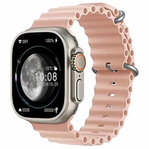 Смарт часы X9 ULTRA MINI iOS Android Bluetooth звонки, 3 ремешка розовый