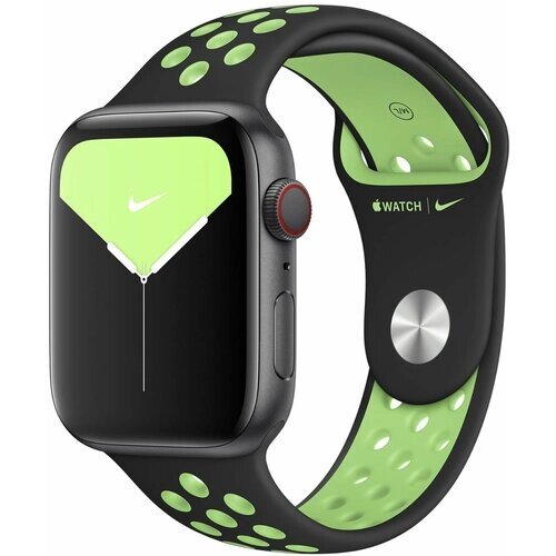 Спортивный ремешок Apple Sport Band Black/Lime Blast для Apple Watch Nike 42-44-45-49mm MXR02ZM/A