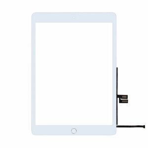 Тачскрин (сенсор) для Apple iPad A2197 в сборе с серебряной кнопкой HOME (белый)