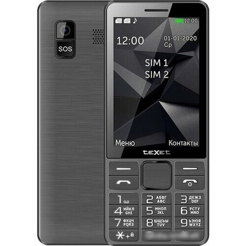 Телефон teXet TM-D324, SIM+micro SIM, серый