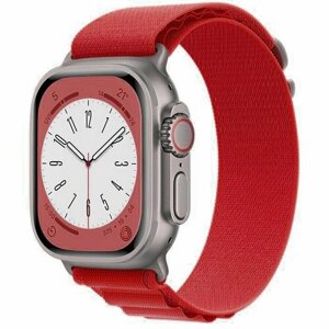 Тканевый ремешок "Альпийская петля" для Apple Watch 42 мм/44/45 mm/ series 1 2 3 4 5 6 7 8 /SE/SE 2022, Ultra красный