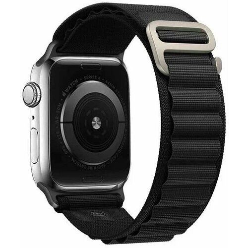 Тканевый ремешок для Apple Watch 42/44/45/49mm, series 1 2 3 4 5 6 7 8 /SE/SE 2022, Apple Watch Ultra (для эпл вотч) черный