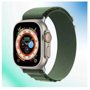 Тканевый ремешок для Apple Watch 42 мм/44/45 mm/ 49, series 1 2 3 4 5 6 7 8 /SE/SE 2022, Apple Watch Ultra (для эпл вотч) хаки
