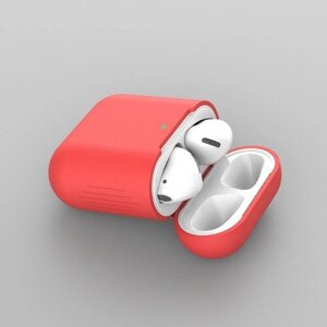 Ультратонкий силиконовый чехол для наушников Apple AirPods 1, 2 от Rolinns (красный)