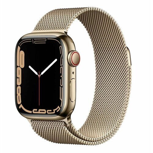 Умные часы Apple Watch Series 7 GPS + Cellular MKJY3FD/A 45мм Gold Stainless Steel Case with Gold Stainless Steel Milanese Loop, золото/золото