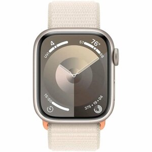 Умные часы Apple Watch Series 9, 41 мм, корпус из алюминия цвета «сияющая звезда», плетеный ремешок