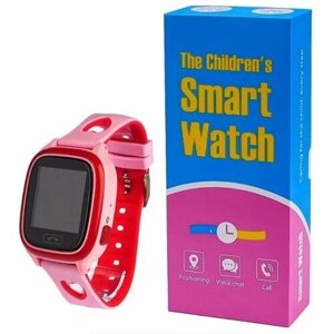 Умные часы для детей/ Встроенный датчик GPS / Кнопка SOS / Цветной экран /Будильник /Розовый