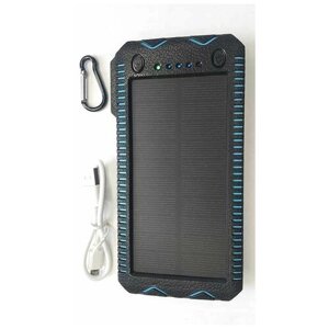 Внешний аккумулятор powerbank 10000 mAh с солнечной панелью/фонарь/прикуриватель