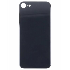 Задняя крышка для Apple iPhone 8 (стекло, широкий вырез под камеру) (черная) (premium)