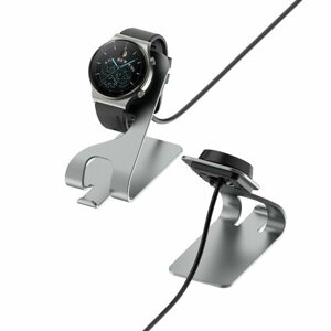 Зарядное USB устройство 1м с держателем для Huawei Watch 3 / 3 Pro / Huawei Watch GT 3 - серое