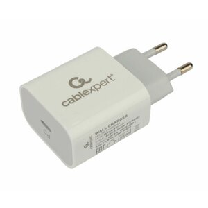 Зарядное устройство Cablexpert 3А, быстрая зарядка QC3.0/PD, порт Type-C, белый