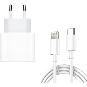 Зарядное устройство для iPhone iPad AirPods / Быстрая зарядка для айфона 20W + кабель в комплекте / Power Adapter 20W