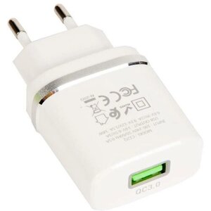 Зарядное устройство HOCO c12Q Smart QC3.0, один порт USB, 5V, 3.0A, white