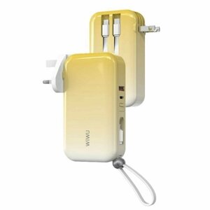Зарядное устройство с функцией Power Bank на 10000 мАч WiWU JC-23, 3 в 1 US+UK+EU 22.5 Вт - Желтый