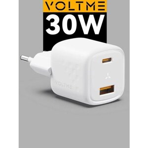 Зарядное устройство VOLTME Revo 30CA GaN, 30 Вт, блок питания USB Type C A, быстрая зарядка для телефона iPhone Samsung iPad, сетевой адаптер, белый