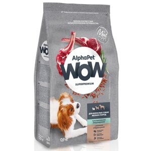 AlphaPet WOW Сухой корм для собак мини пород с ягненком и рисом, 900 г