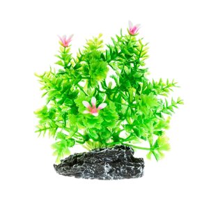 AquaFantasy Растение зеленое с красными цветками 7*5*10 см