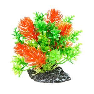 AquaFantasy Растение зеленое с красными ветками 7*5*10 см