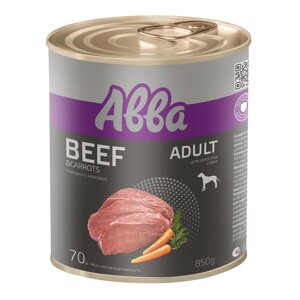 Aвва Adult Консервы для взрослых всех пород, говядина и морковь, 850 гр.
