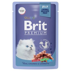 Brit Premium пауч для котят телятина с морковью в желе, 85 гр