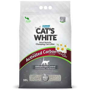 Cat's White Наполнитель комкующийся для кошачьих туалетов Activated Carbon, 10 л, с ароматом весенней свежести