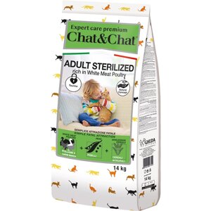 Chat&Chat Adult Sterilized Сухой корм для стерилизованных кошек, с белым мясом птицы, 14 кг