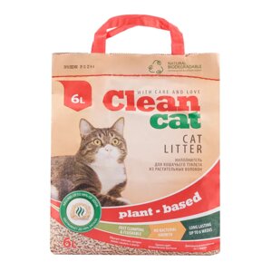 Clean Cat Наполнитель комкующийся из растительных волокон для кошачьего туалета, 6 л
