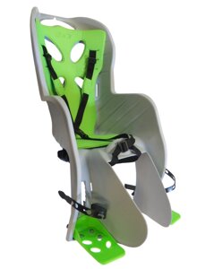 Детское велокресло NFUN CURIOSO DELUXE, на багажник, серое с зеленой вставкой, до 22 кг, 01-100080
