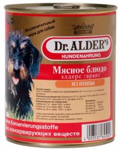 Dr. Alder's Алдерс Гарант консервы для взрослых собак, рубленое мясо птица, 750 г