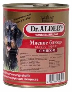 Dr. Alder's Влажный корм (консервы) для взрослых собак, рубленое мясо говядина, 750 гр.