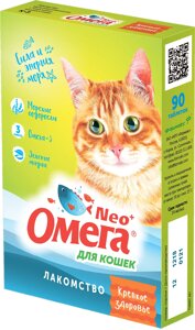 Фармакс Омега Neo+ Крепкое здоровье Лакомство мультивитаминное для кошек с морскими водорослями, 90 таблеток