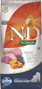 Farmina N&D PUMPKIN сухой корм для щенков средних и крупных пород, с ягненком, тыквой и черникой, 12кг