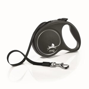 Flexi Рулетка для собак Black Design, L, до 50 кг, ремень 5 м, черный