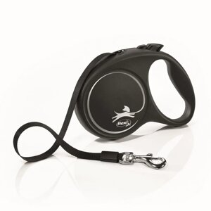Flexi Рулетка для собак Black Design, M, до 25 кг, ремень 5 м, черный