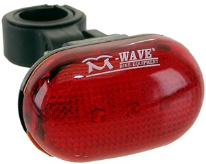 Фонарь велосипедный M-WAVE, задний, 3 диода, 2 функции, красный, с батарейками, 5-221040