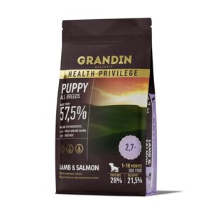 Grandin Holistic Сухой корм для щенков, с ягненком и лососем, 2,7 кг