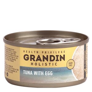 Grandin Влажный корм (консервы) для котят, мусс тунца с яйцом, 80 гр.
