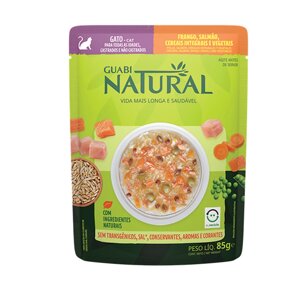 Guabi Natural Natural Cat Влажный корм для взрослых кошек с курицей, лососем, цельнозерновыми злаками и овощами, 85 г (пауч)