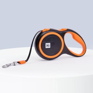 HiPet Рулетка для собак, M, ремень 5 м, 25 кг, черно-оранжевая