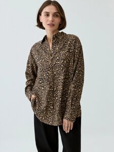 Леопардовая рубашка оверсайз из лиоцелла