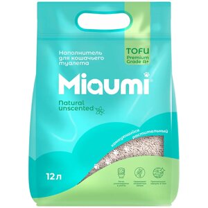 MIAUMI Наполнитель комкующийся для кошачьих туалетов Тофу, 12 л, без ароматизатора