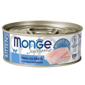 Monge Kitten Влажный корм (консервы) для котят, тунец и дорадо, 80 гр.