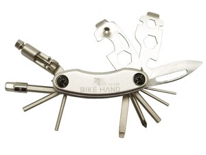 Мультитул BIKE HAND шестигранники 2/2.5/3/4/5/6/8 мм, отвёртки +торцевой ключ 8мм, нож, выжимка, YC-279
