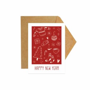 Открытка "Happy New Year" с конвертом