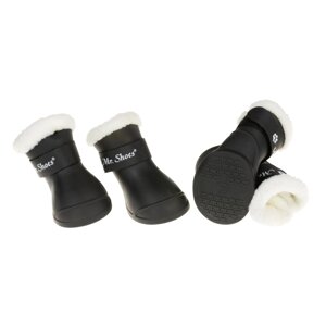Petmax Ботинки резиновые с мехом на липучках для собак 2XL черный (унисекс)