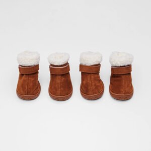 Petmax Ботинки замшевые для собак, размер 1, коричневые