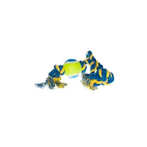Petmax Игрушка для собак Мяч на веревке синий с желтым 53 см