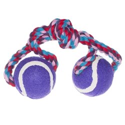 Petmax Игрушка для собак Мячи теннисные на веревке с узлом фиолетовые 40 см