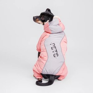 Petmax Комбинезон с капюшоном для собак, 2XL, розово-серый (девочка)